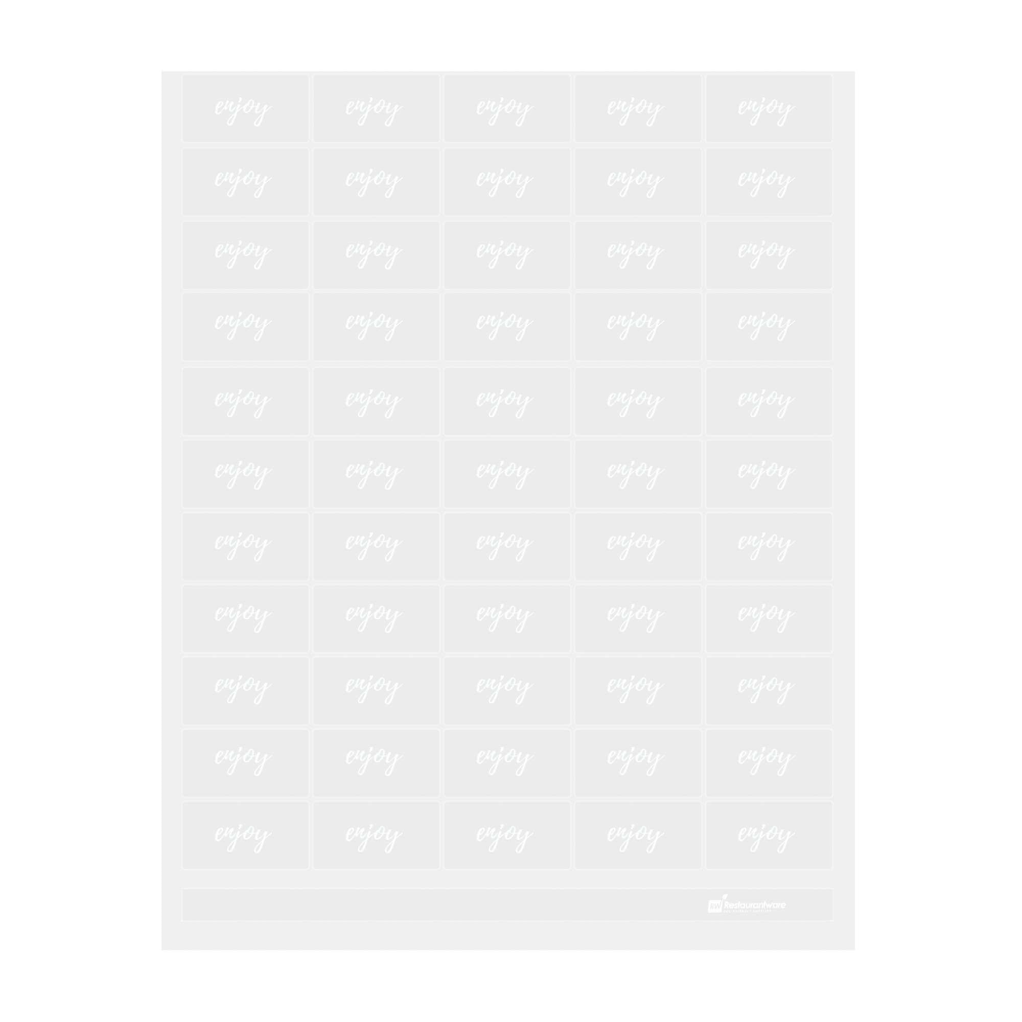 Label Tek Plastic Enjoy Label - Clear with White Font, Water-Resistant - 2" x 1" - 100 count box