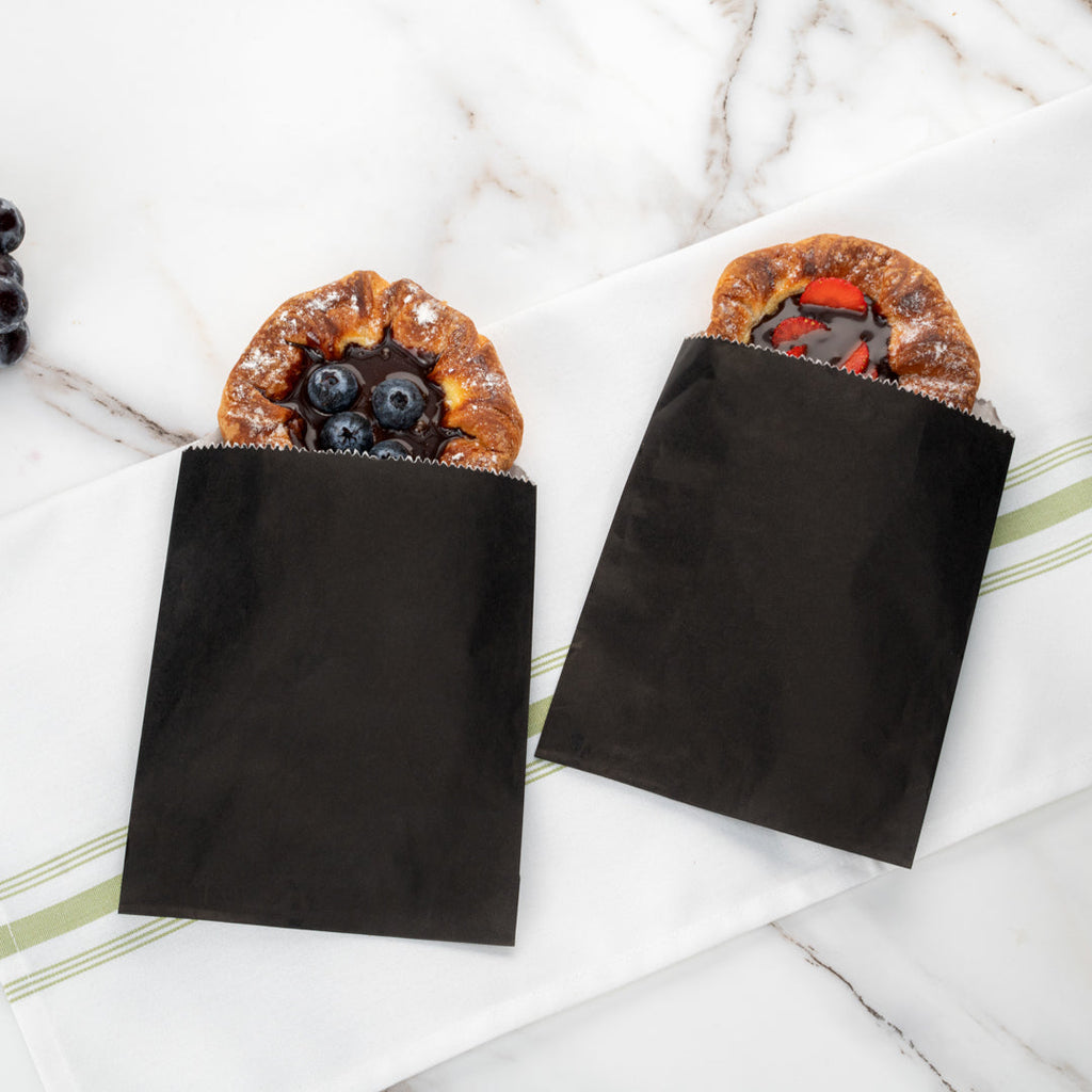 Bag Tek Black Paper Bag - 7" x 5" - 100 count box