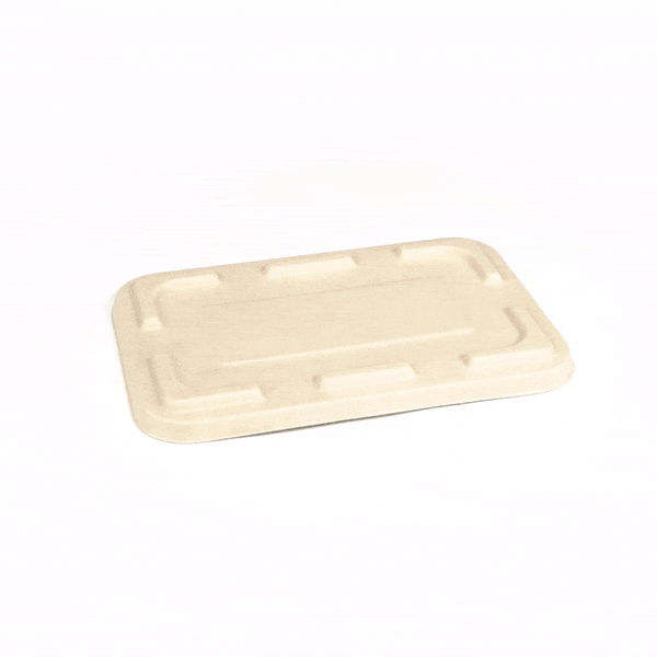 Pulp Tek Rectangle Natural Sugarcane / Bagasse Flat Lid - Fits To Go Container - 100 count box