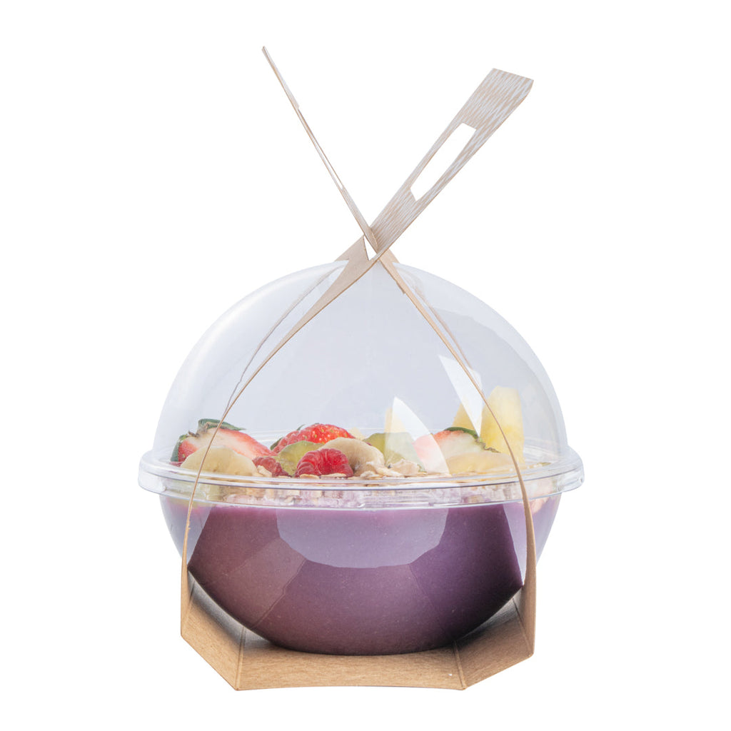 Thermo Tek Kraft Paper Sphere Salad Container Carrier - Fits 12 oz - 50 count box