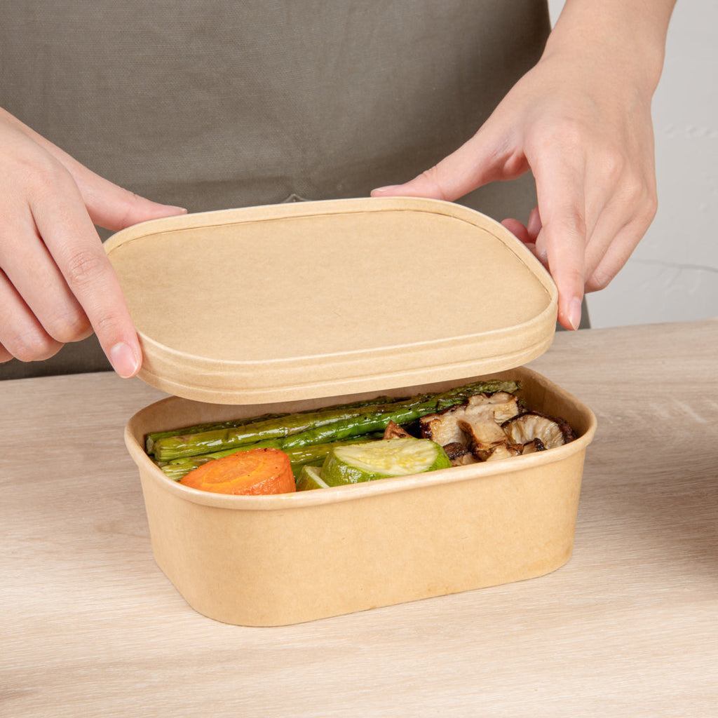 Bio Tek Oval Kraft Paper Lid - Fits Serving Container - 100 count box