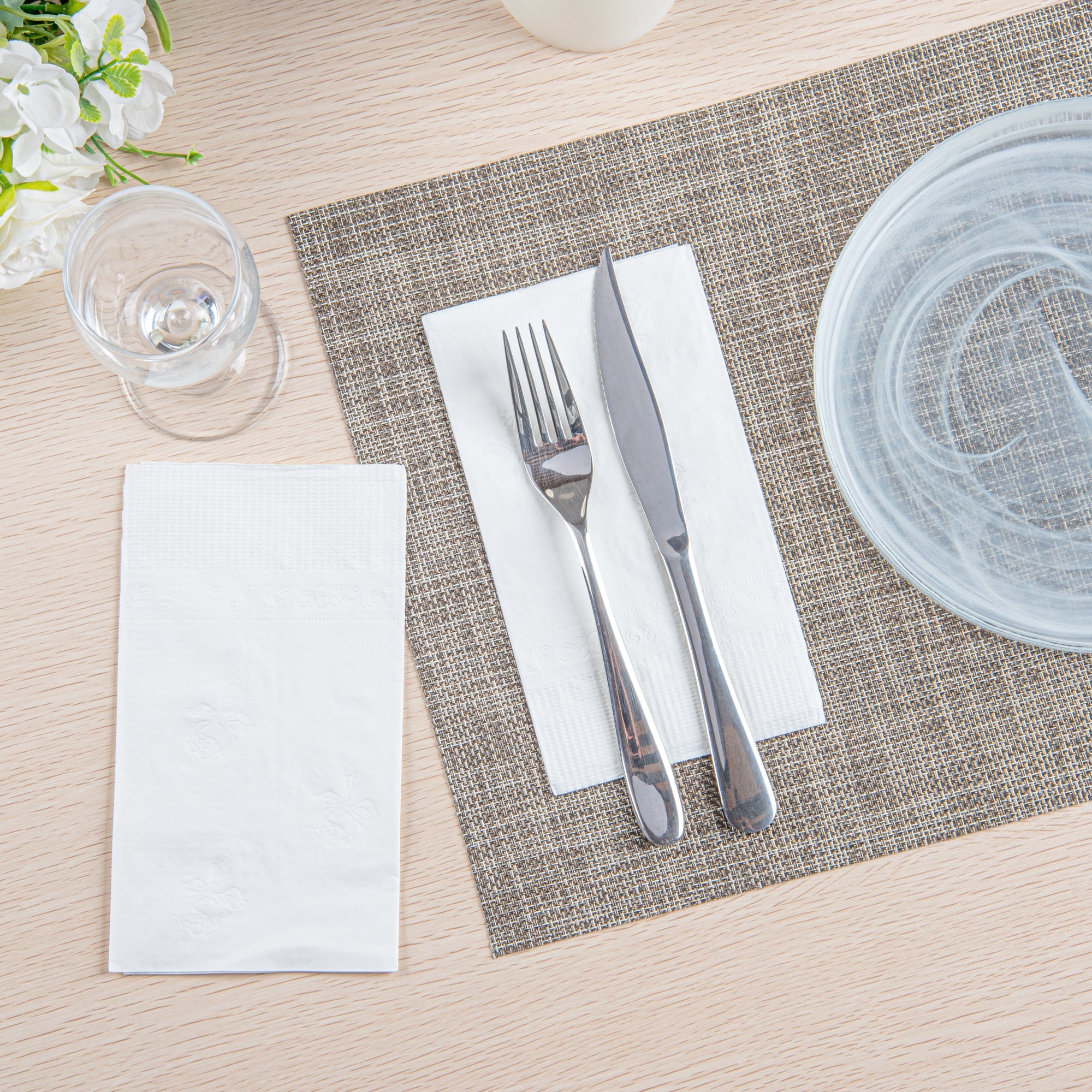 Saving Nature Rectangle White Paper Dinner Napkin - 2-Ply - 17" x 15" - 3000 count box