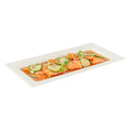Pulp Safe No PFAS Added Rectangle White Sugarcane / Bagasse Plate - Home Compostable - 10" x 5" x 1/2" - 100 count box