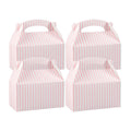 Bio Tek Pink & White Stripe Paper Gable Box / Take Out Container - Compostable - 9 1/2" x 5" x 5" - 100 count box