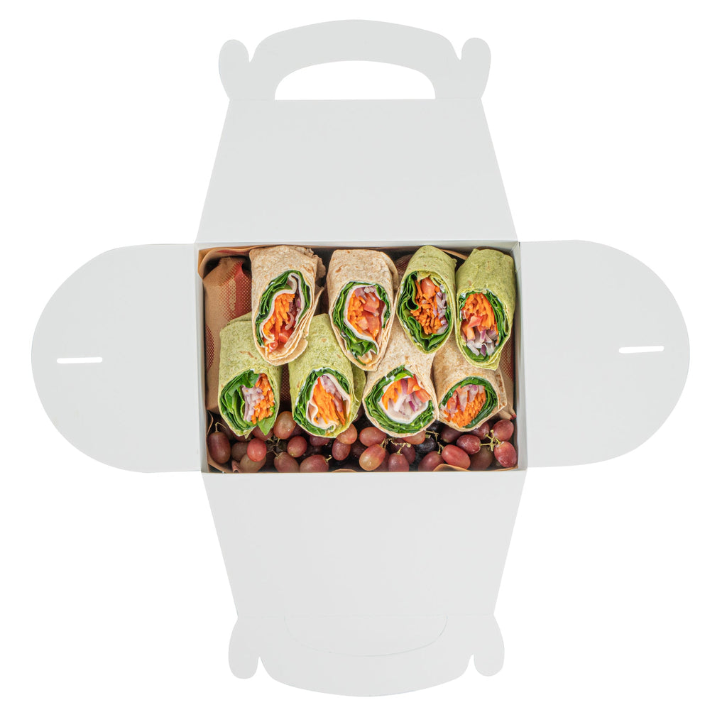 Bio Tek Frenchie Paper Gable Box / Take Out Container - Compostable - 10" x 7" x 8" - 25 count box