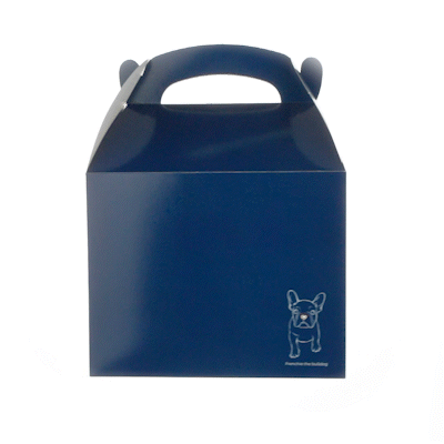 Bio Tek Frenchie Paper Gable Box / Take Out Container - Compostable - 10" x 7" x 8" - 100 count box