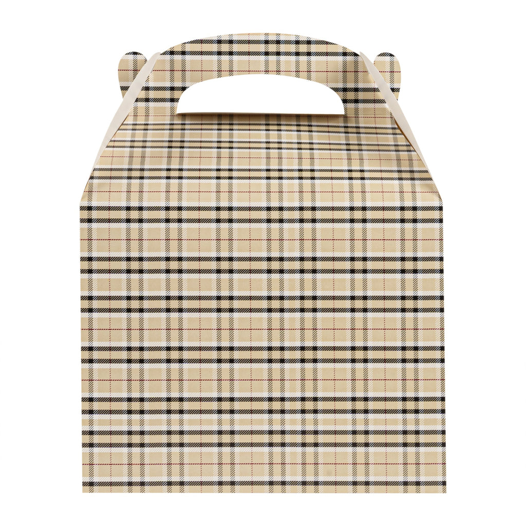 Bio Tek Plaid Paper Gable Box / Take Out Container - Compostable - 10" x 7" x 8" - 100 count box