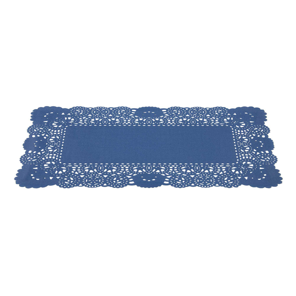 Pastry Tek Rectangle Navy Blue Paper Doilies - Lace - 12" x 7" - 4000 count box