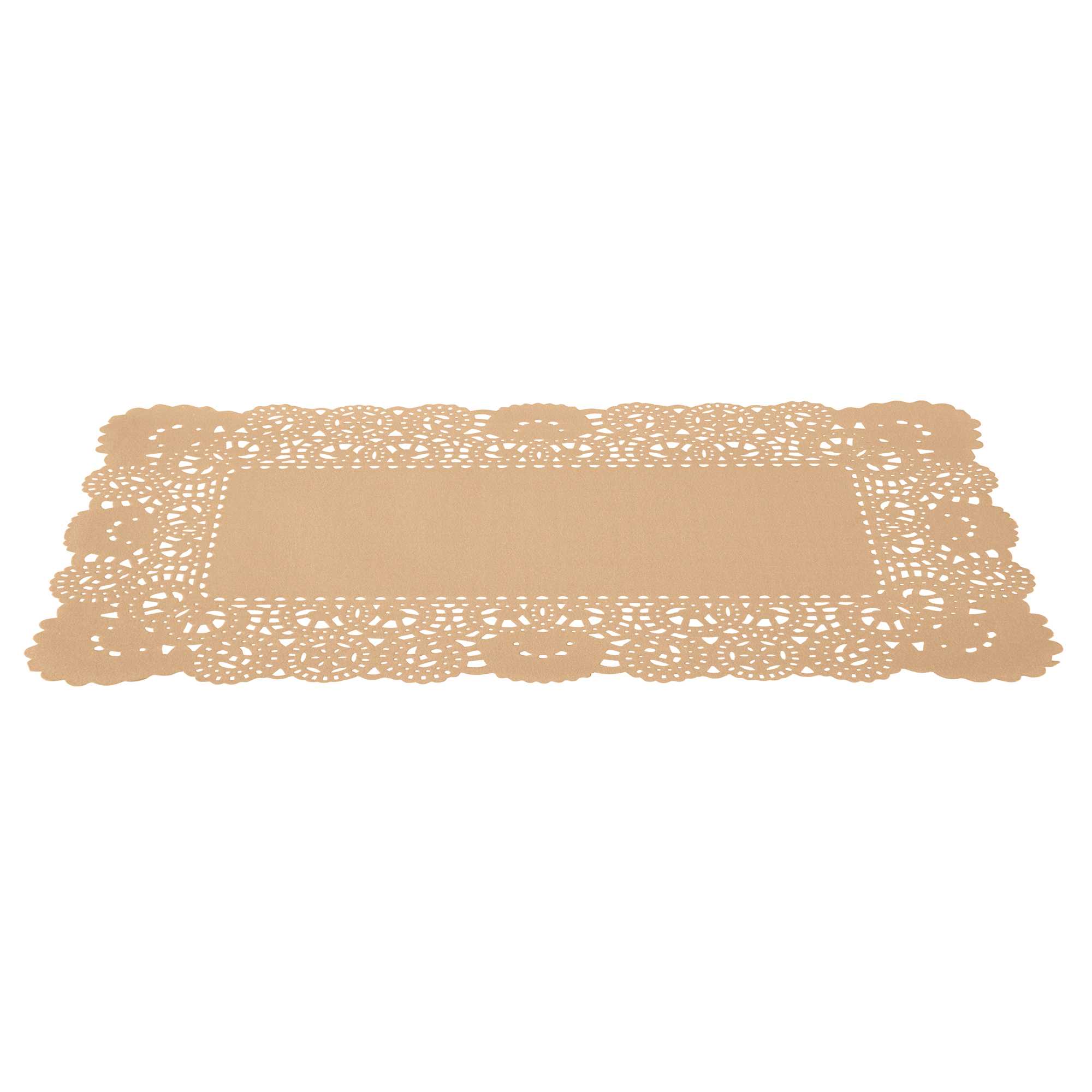 Pastry Tek Rectangle Kraft Paper Doilies - Lace - 12" x 7" - 4000 count box