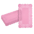 Pastry Tek Rectangle Pink Paper Doilies - Lace - 12" x 7" - 100 count box