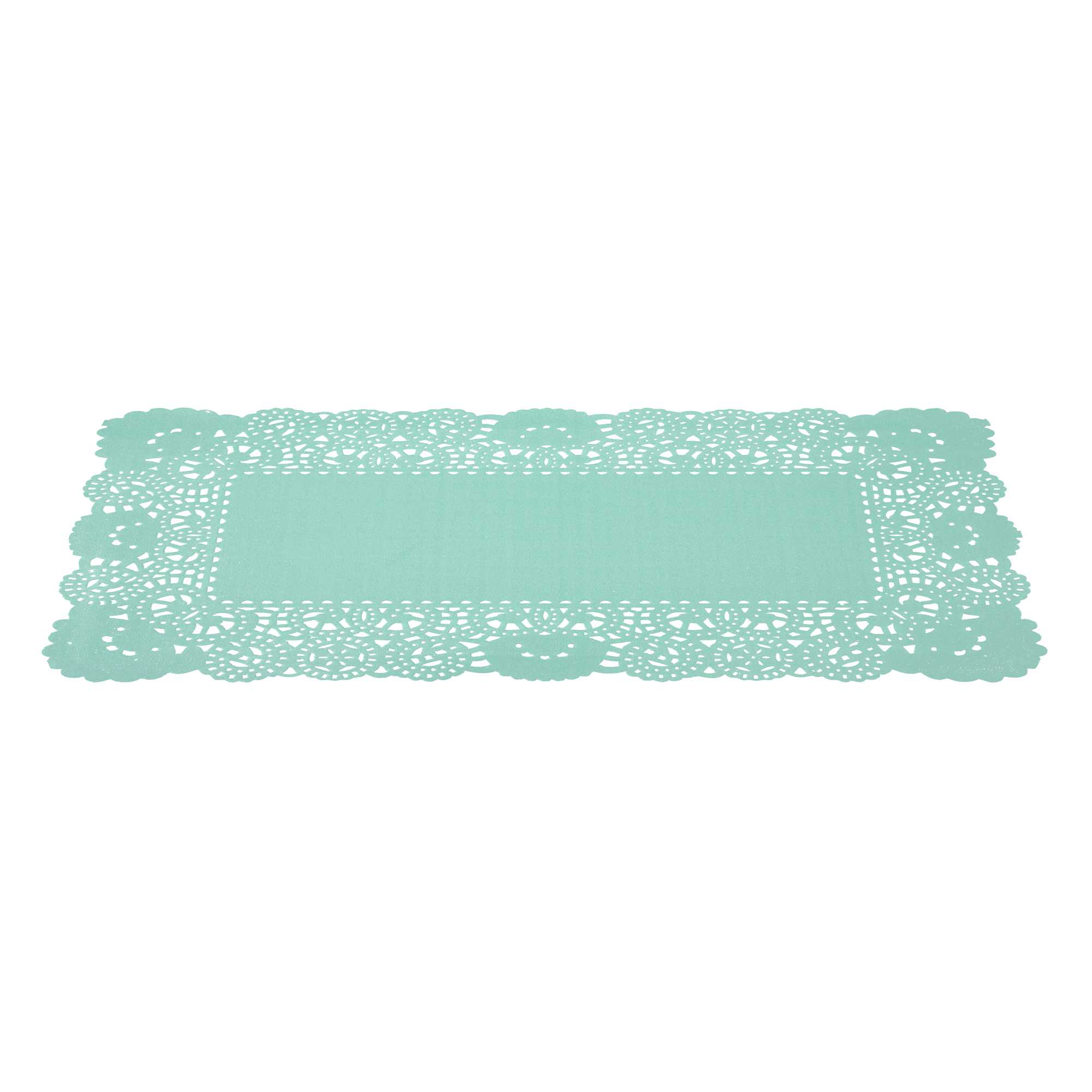 Pastry Tek Rectangle Teal Paper Doilies - Lace - 12" x 7" - 100 count box