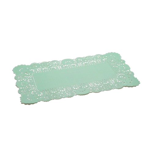 Pastry Tek Rectangle Teal Paper Doilies - Lace - 12" x 7" - 4000 count box