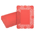 Pastry Tek Rectangle Red Paper Doilies - Lace - 15 3/4" x 12" - 4000 count box