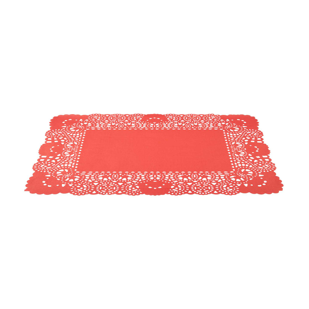 Pastry Tek Rectangle Red Paper Doilies - Lace - 15 3/4" x 12" - 4000 count box