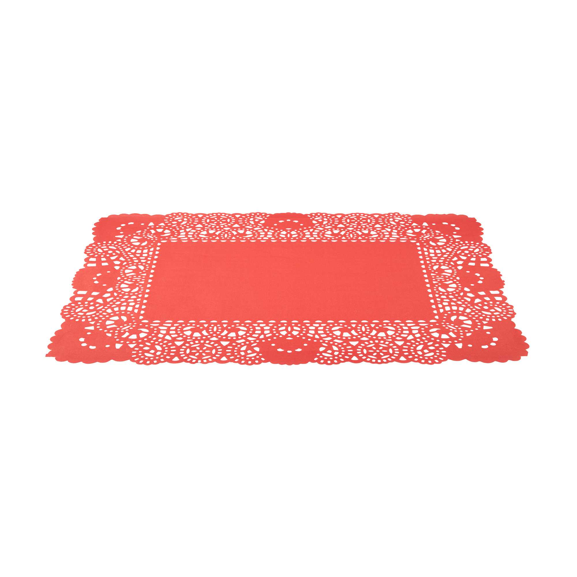 Pastry Tek Rectangle Red Paper Doilies - Lace - 15 3/4" x 12" - 4000 count box