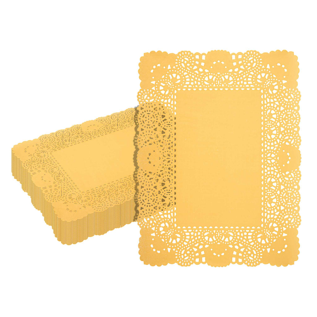 Pastry Tek Rectangle Orange Paper Doilies - Lace - 15 3/4" x 12" - 4000 count box