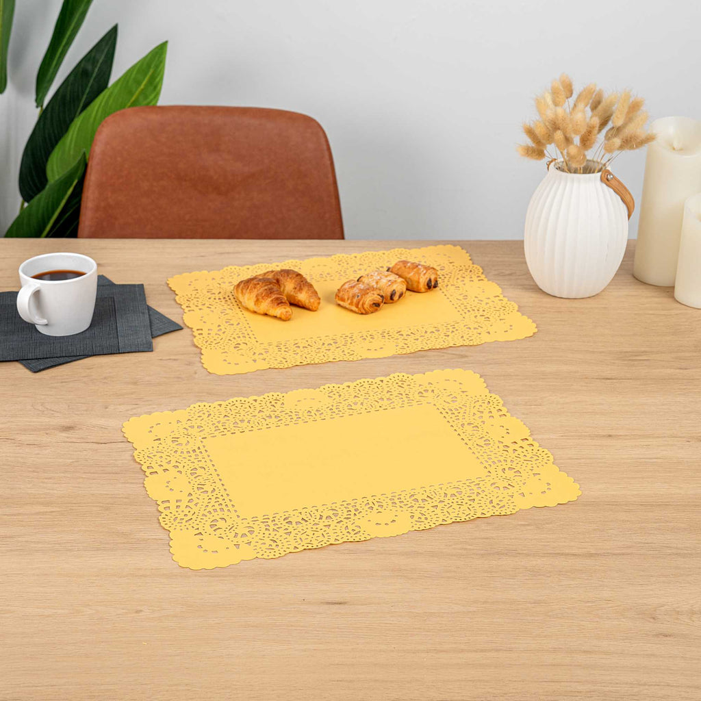 Pastry Tek Rectangle Orange Paper Doilies - Lace - 15 3/4" x 12" - 4000 count box