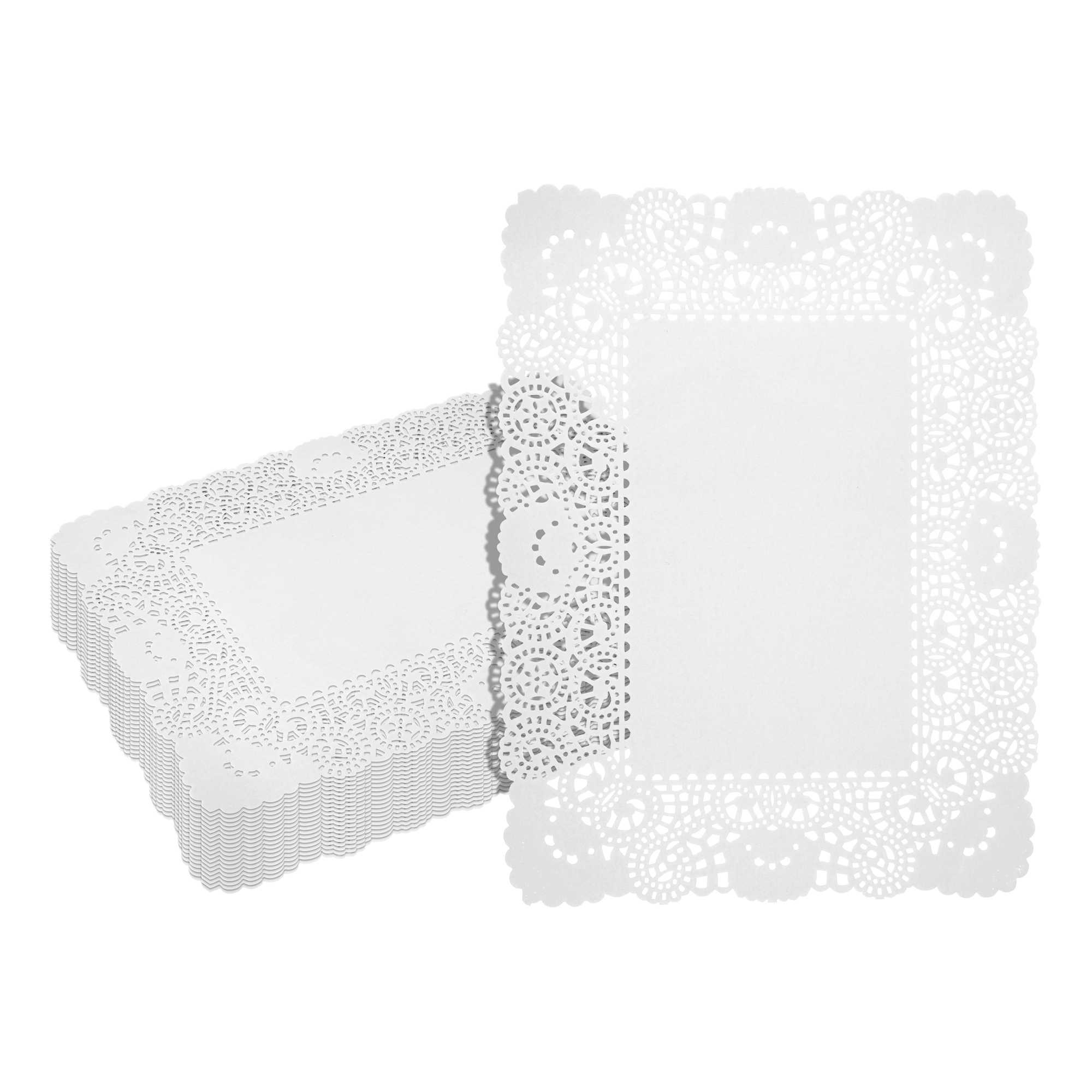 Pastry Tek Rectangle White Paper Doilies - Lace - 15 3/4" x 12" - 4000 count box