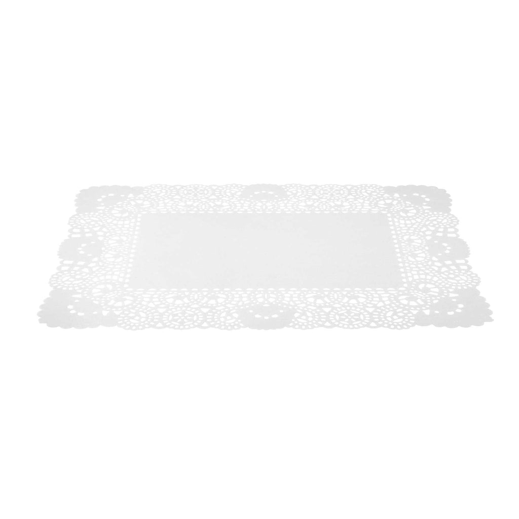 Pastry Tek Rectangle White Paper Doilies - Lace - 15 3/4" x 12" - 4000 count box