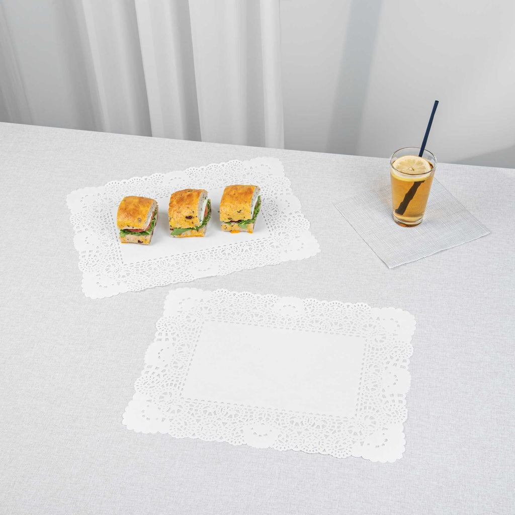 Pastry Tek Rectangle White Paper Doilies - Lace - 15 3/4" x 12" - 4000 count box