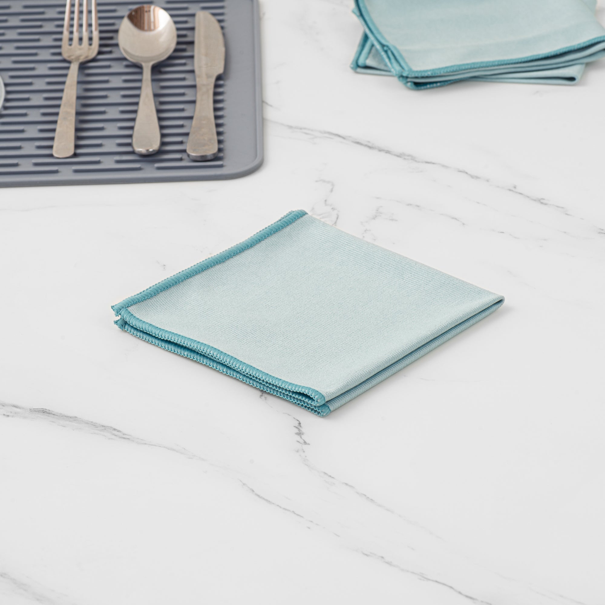 Clean Tek Professional Light Blue Microfiber Glass Cleaning Cloth - 11 3/4" x 11 3/4" - 2 count box