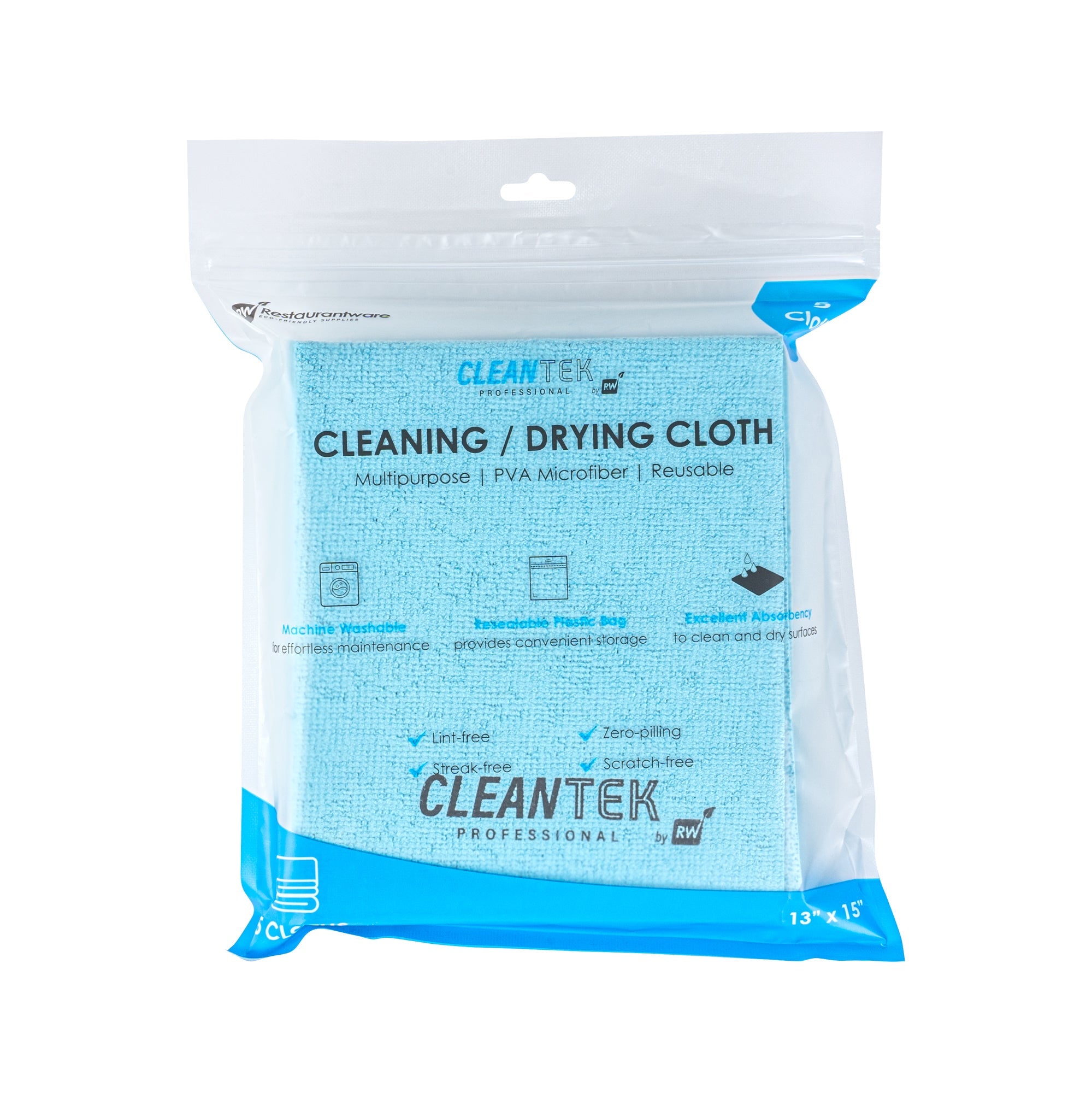 Clean Tek Professional Blue Microfiber Cleaning / Drying Cloth - 13'' x 15'' - 100 count box