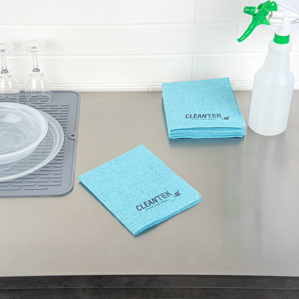 Clean Tek Professional Blue Microfiber Cleaning / Drying Cloth - 13'' x 15'' - 100 count box