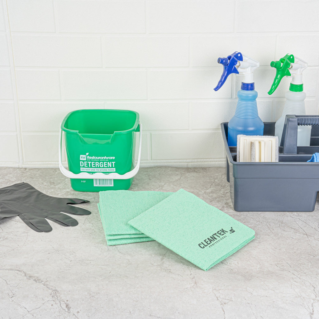 Clean Tek Professional Green Microfiber Cleaning / Drying Cloth - 13'' x 15'' - 100 count box