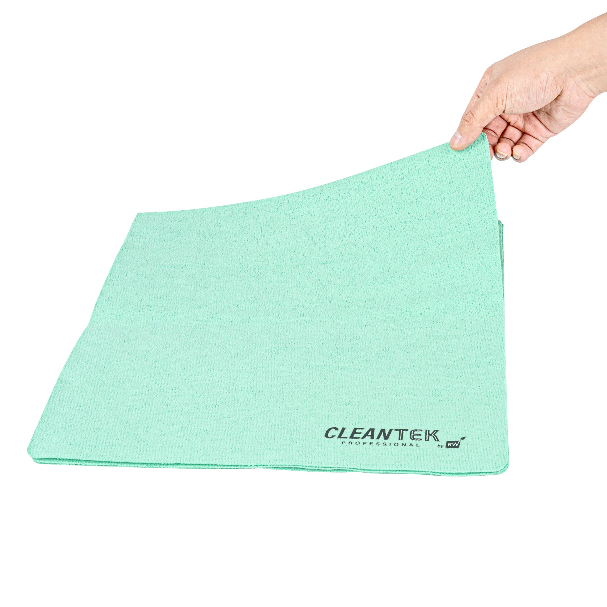 Clean Tek Professional Green Microfiber Cleaning / Drying Cloth - 13'' x 15'' - 100 count box