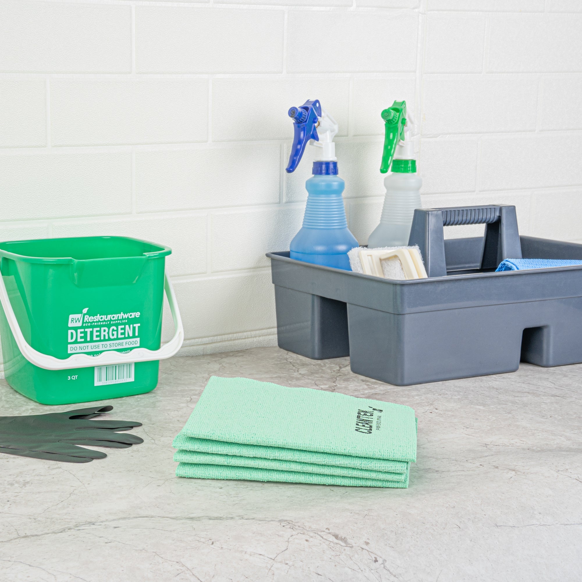 Clean Tek Professional Green Microfiber Cleaning / Drying Cloth - 13'' x 15'' - 100 count box