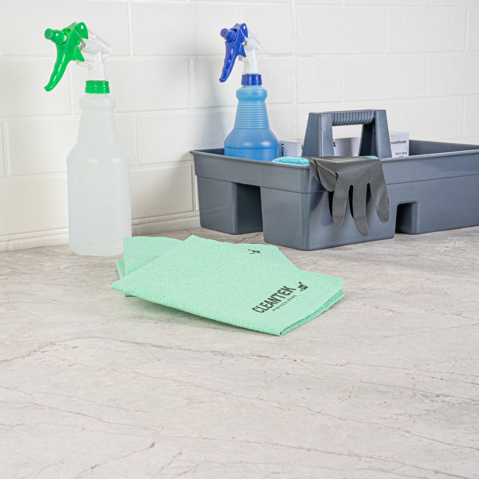 Clean Tek Professional Green Microfiber Cleaning / Drying Cloth - 13'' x 15'' - 100 count box