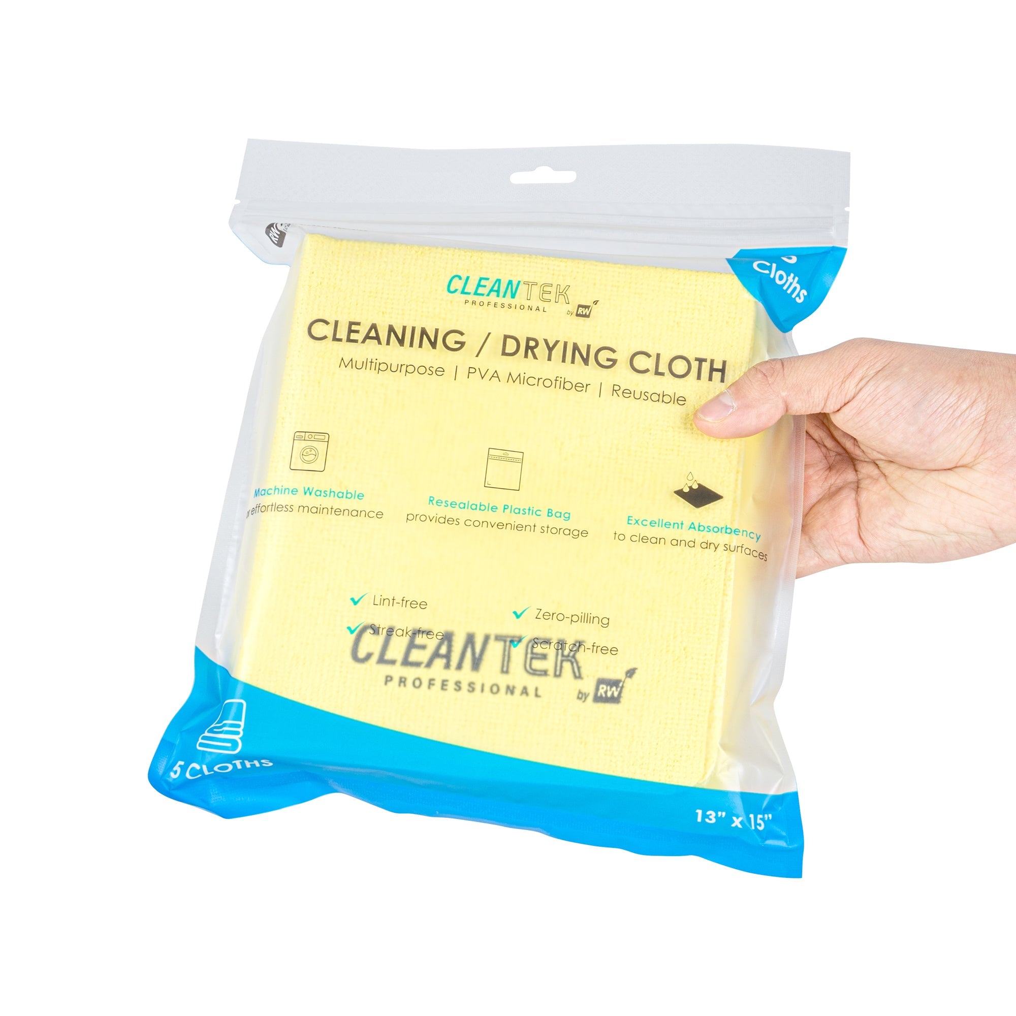 Clean Tek Professional Yellow Microfiber Cleaning / Drying Cloth - 13'' x 15'' - 100 count box