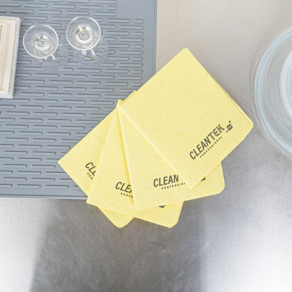 Clean Tek Professional Yellow Microfiber Cleaning / Drying Cloth - 13'' x 15'' - 100 count box
