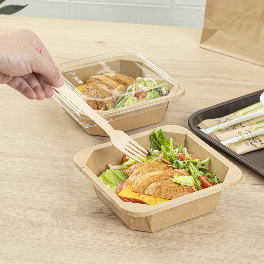 Sustain 34 oz Octagonal Kraft Paper Take Out Container - with PLA Lining, Compostable - 7" x 7" x 2" - 100 count box