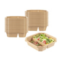 Sustain 41 oz Octagonal Kraft Paper Take Out Container - 2 Compartments, PLA Lining, Compostable - 7 3/4" x 7 3/4" x 2" - 100 count box