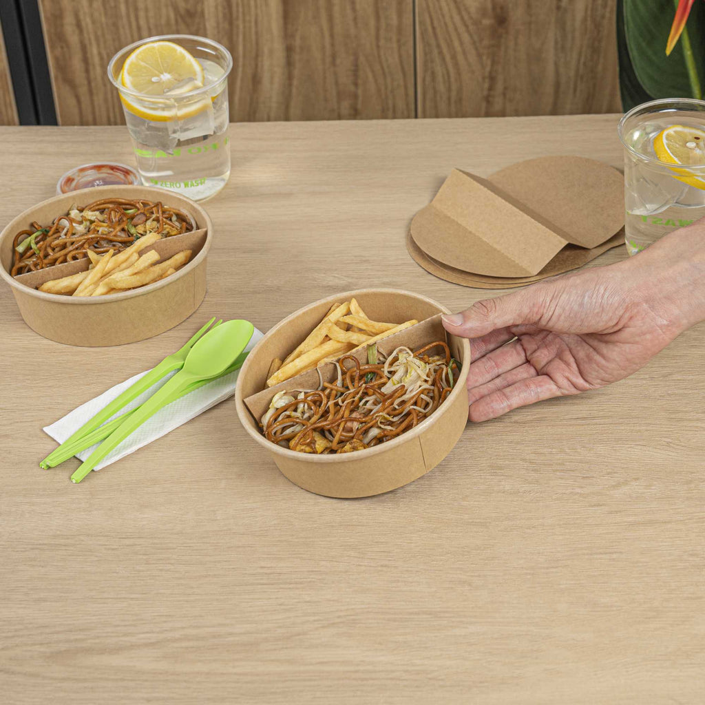 Bio Tek Kraft Paper 2-Compartment Insert - Fits 17, 25, 33 and 34 oz Containers - 200 count box