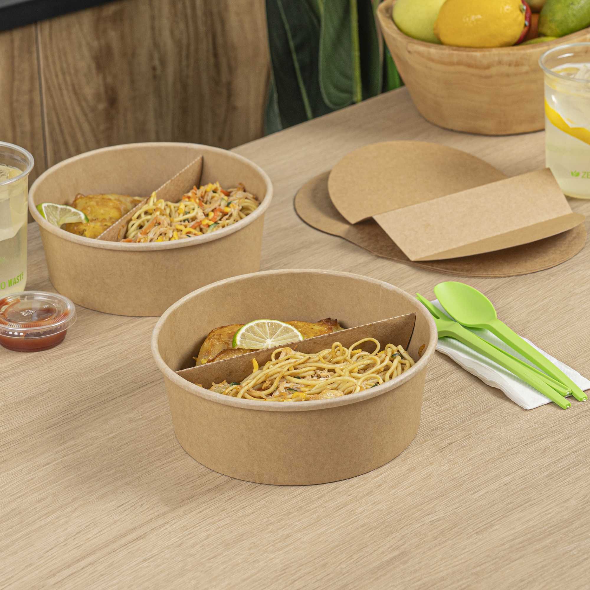 Bio Tek Kraft Paper 2-Compartment Insert - Fits 45 oz Containers - 200 count box