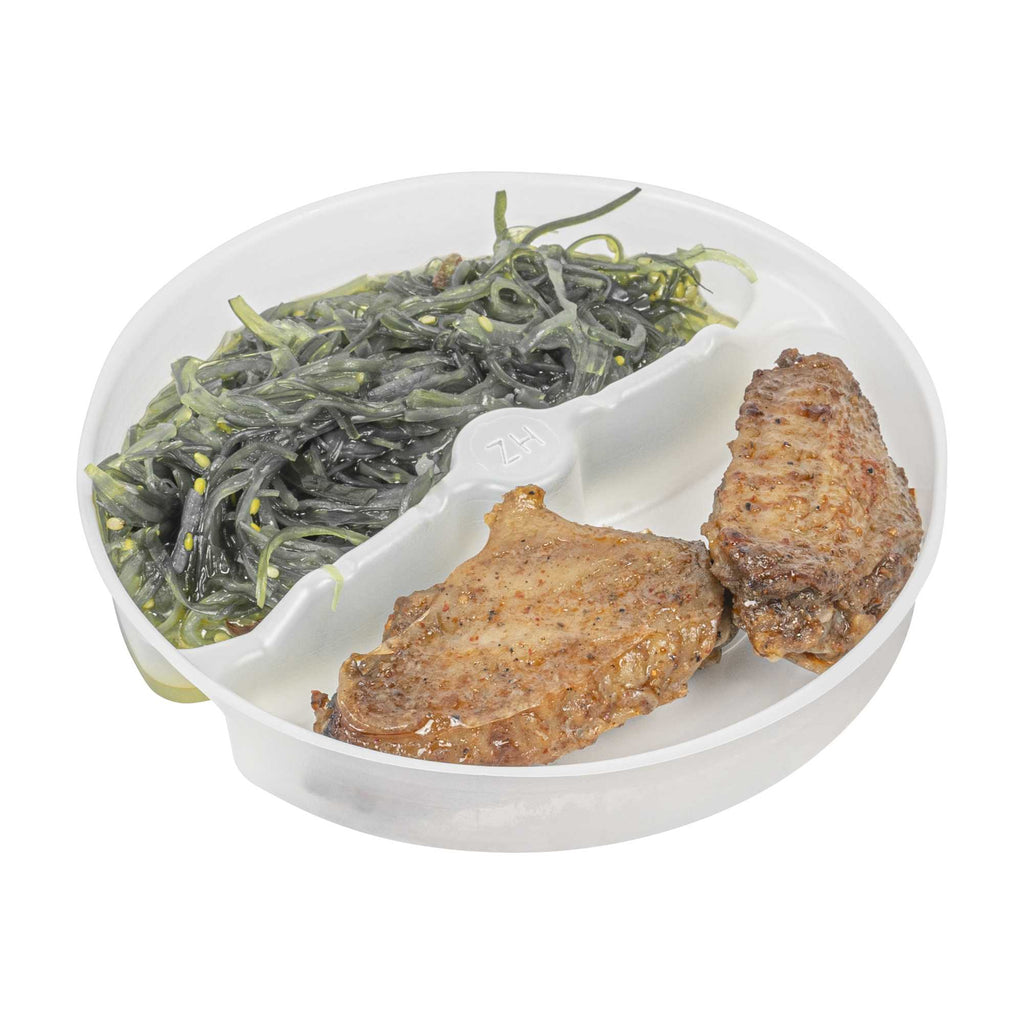 Bio Tek 12 oz White Plastic 2-Compartment Insert Tray - Fits 17-45 oz Containers - 200 count box