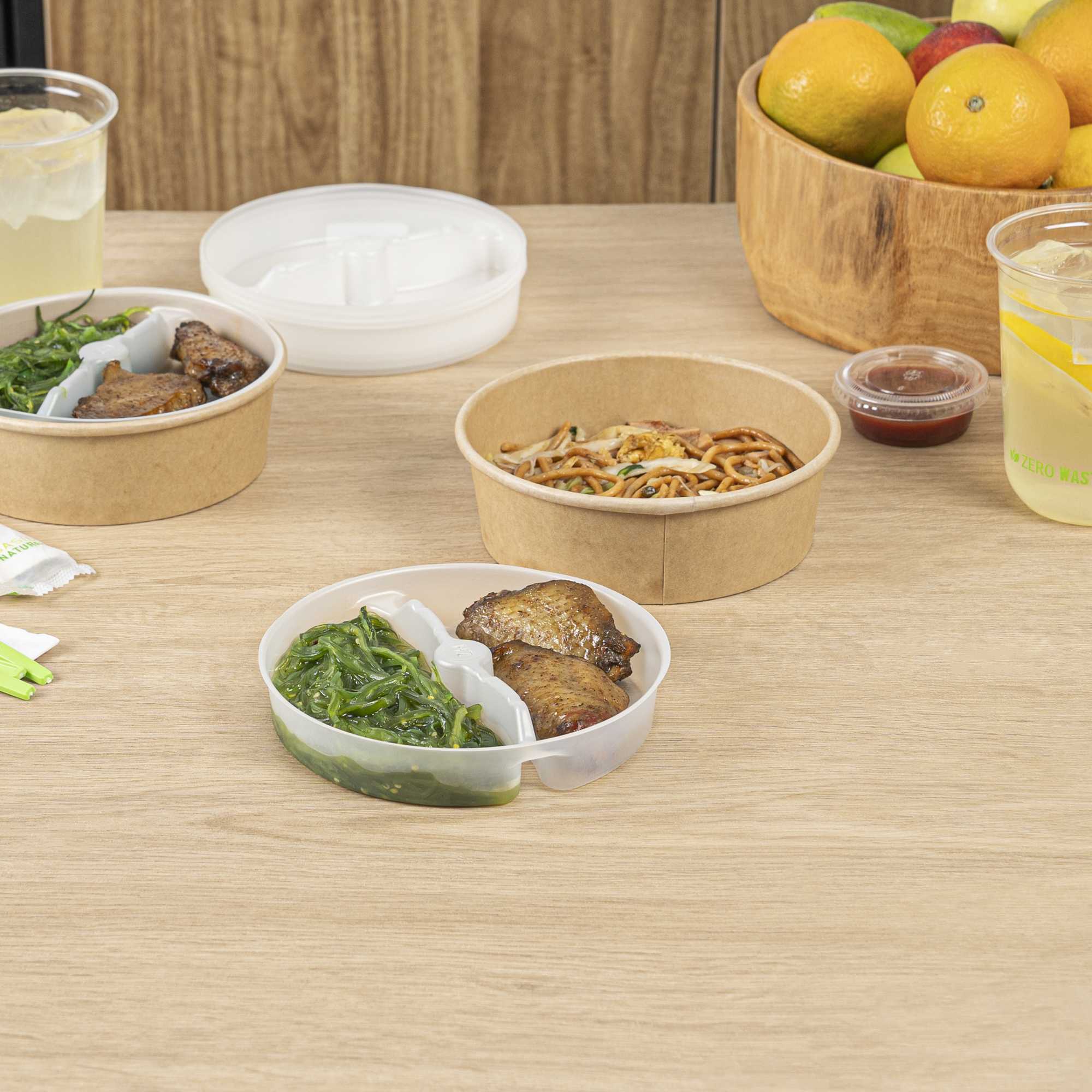 Bio Tek 12 oz White Plastic 2-Compartment Insert Tray - Fits 17-45 oz Containers - 200 count box