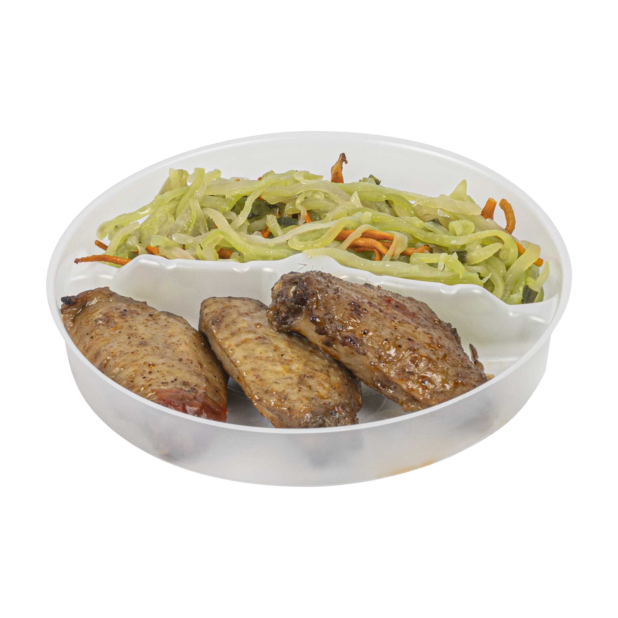 Bio Tek 15 oz White Plastic 2-Compartment Insert Tray - Fits 17-45 oz Containers - 200 count box