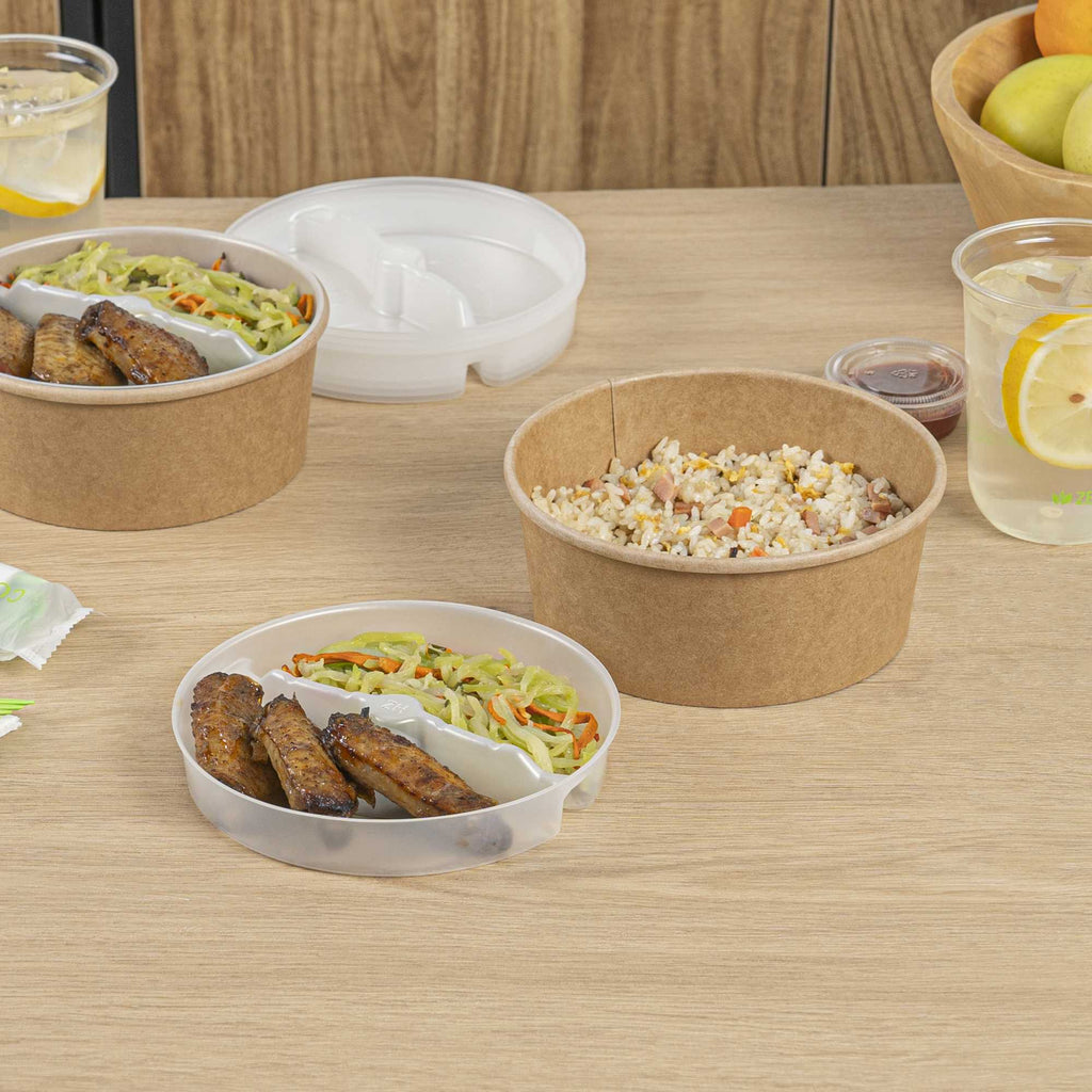Bio Tek 15 oz White Plastic 2-Compartment Insert Tray - Fits 17-45 oz Containers - 200 count box
