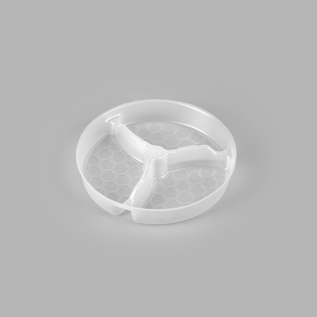Bio Tek 15 oz White Plastic 3-Compartment Insert Tray - Fits 17-45 oz Containers - 200 count box