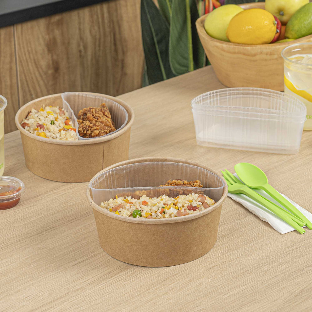 Bio Tek 16 oz White Plastic Half Insert Tray - Fits 17-45 oz Containers - 200 count box