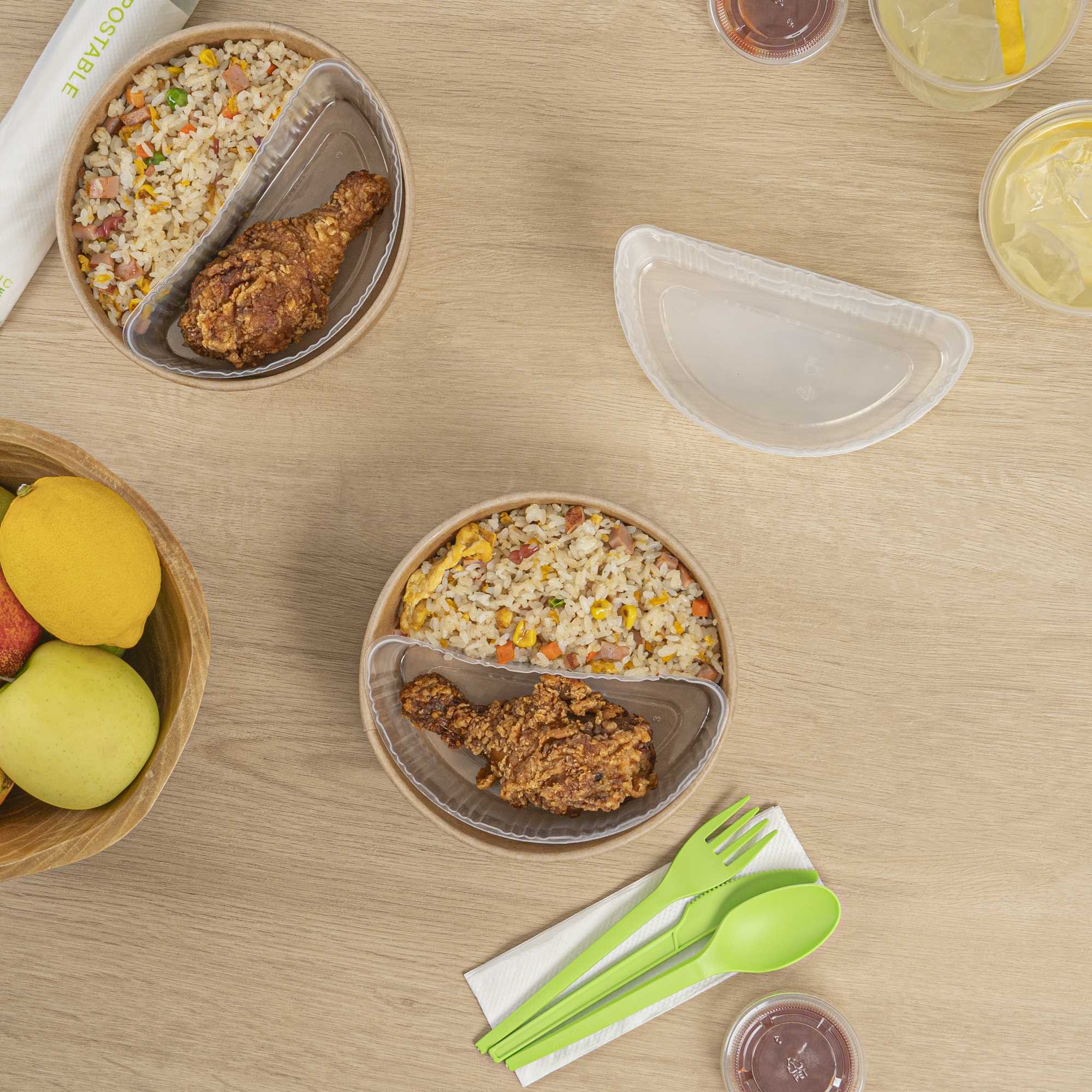 Bio Tek 16 oz White Plastic Half Insert Tray - Fits 17-45 oz Containers - 200 count box