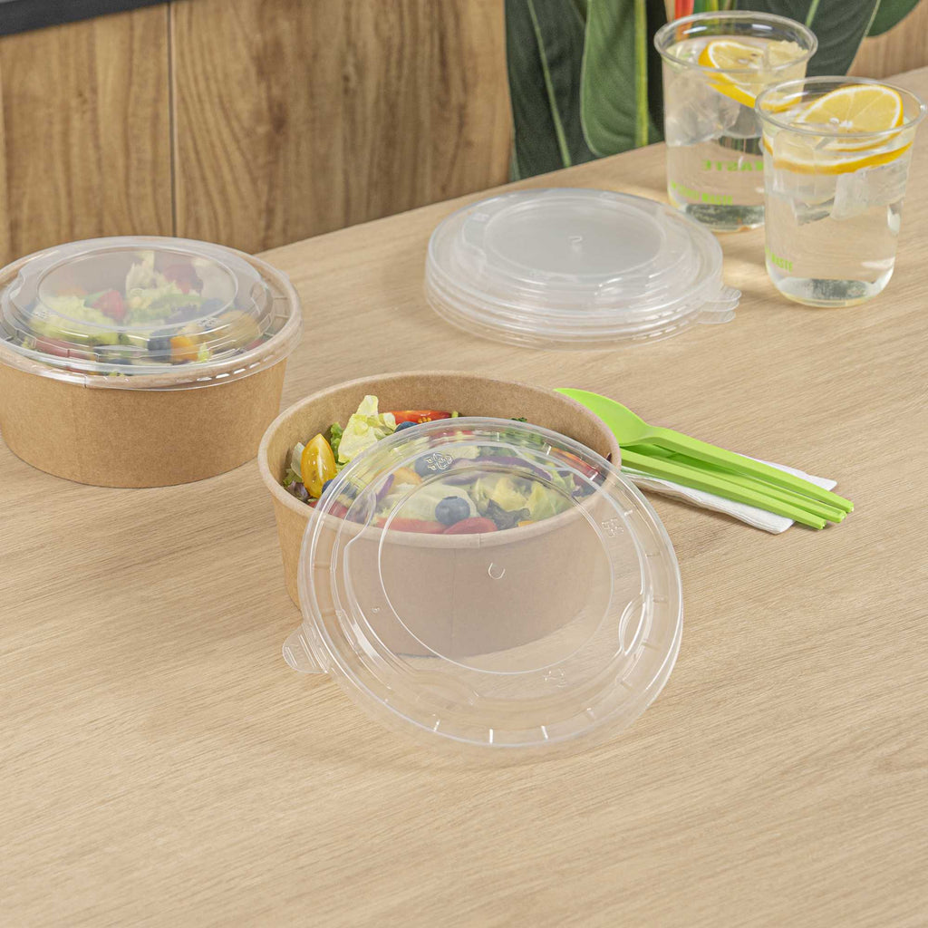 Bio Tek Clear Plastic Take Out Container Lid - Fits 22, 34, 37 and 42 oz Containers - 50 count box