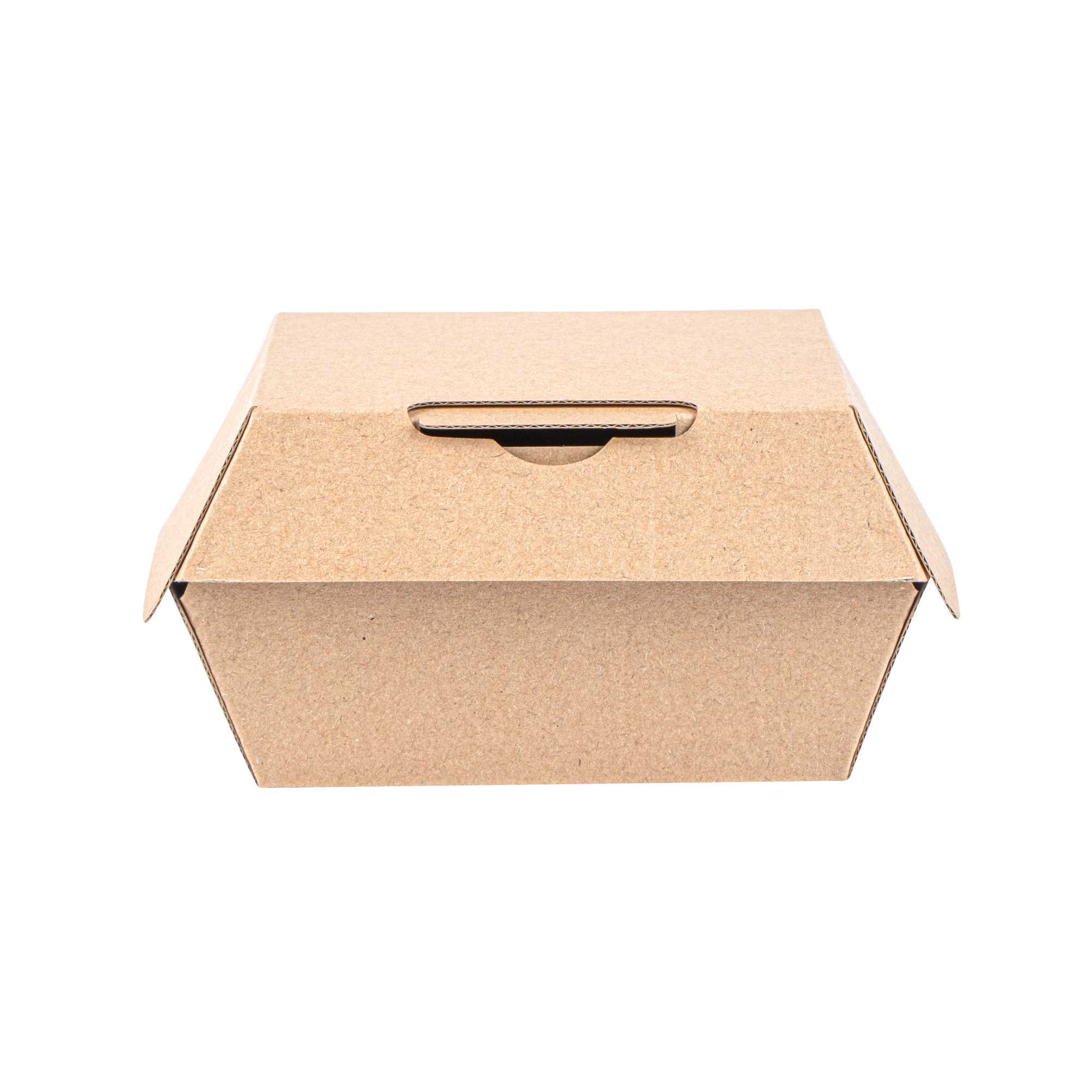 Bio Tek Square Kraft Paper Corrugated Clamshell Container - 4" x 4" x 2 3/4" - 50 count box