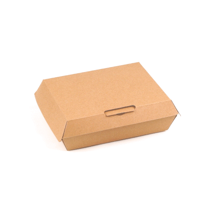 Bio Tek Rectangle Kraft Paper Corrugated Clamshell Container - 7 3/4" x 6" x 2 3/4" - 100 count box