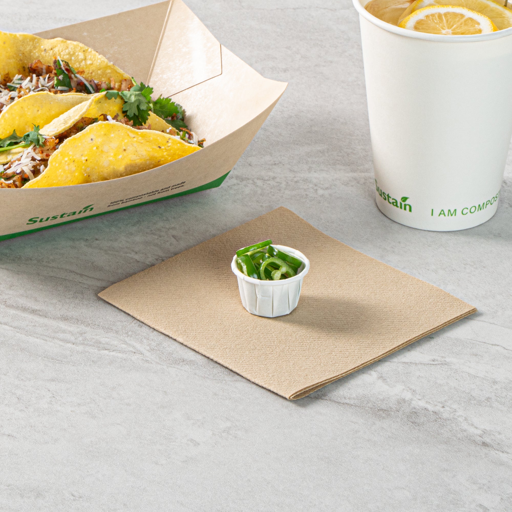 Sustain 0.5 oz White Paper Portion Cup - Compostable - 2000 count box