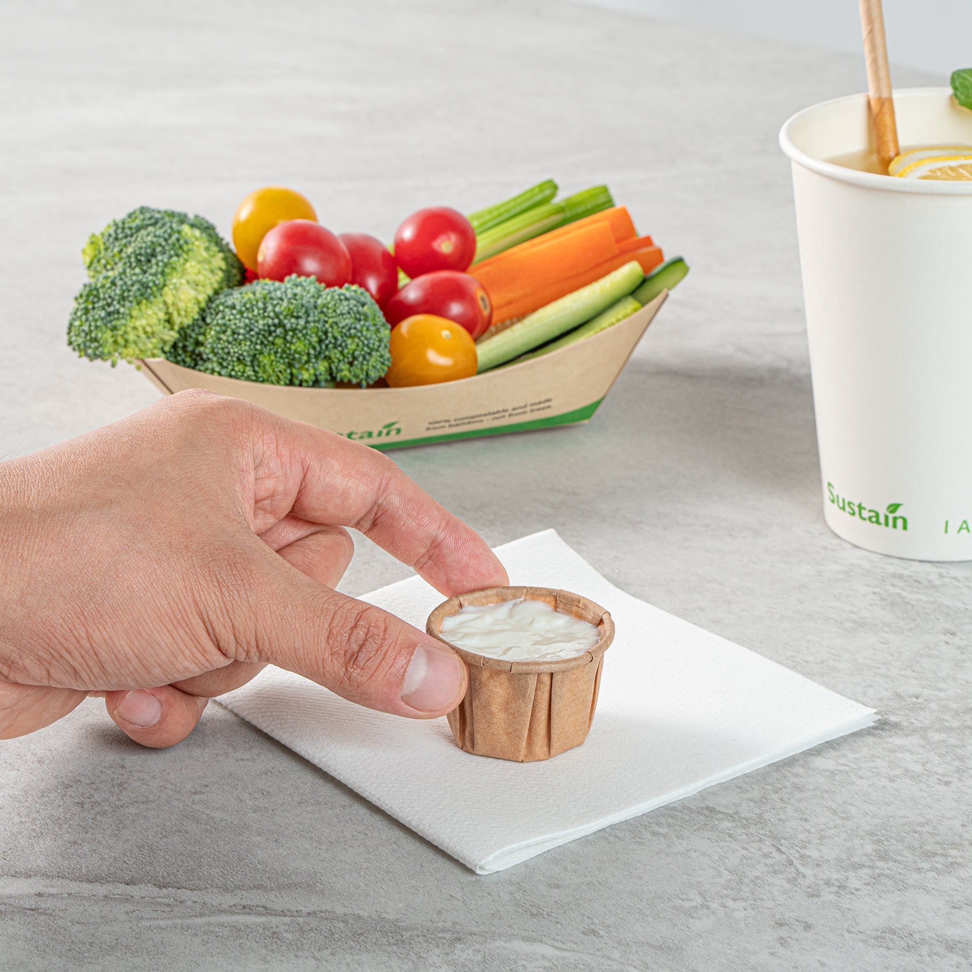 Sustain 1 oz Kraft Paper Portion Cup - Compostable - 2000 count box