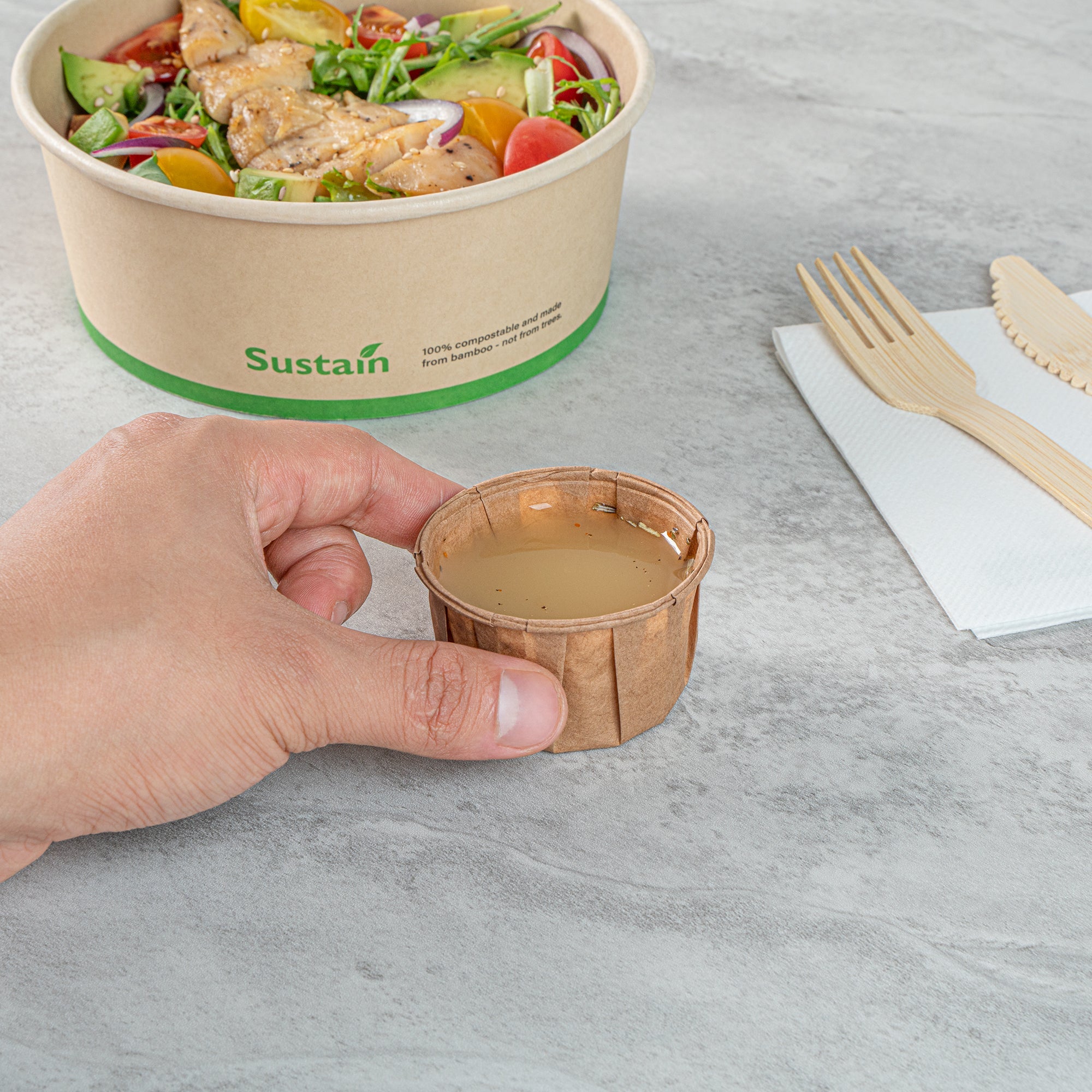 Sustain 2 oz Kraft Paper Portion Cup - Compostable - 2000 count box